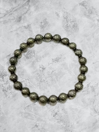 Pyrite Round Stone Elastic Bracelet