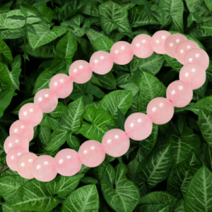 Rose Quartz Round Beads Elastic Bracelet